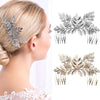 Shiny Leaves Rhinestone Hair Decor Comb Crown Bride Wedding Photo Studio Prop