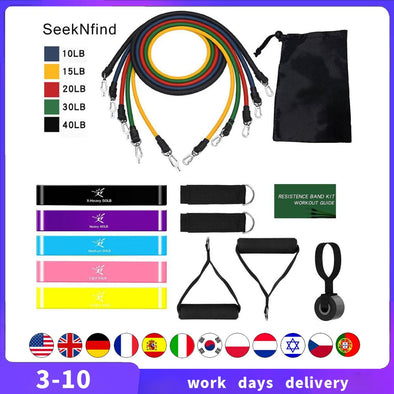 11Pcs Elastic Resistance Fitness Bands Set Expander Yoga Exercise Rubber Tubes Band Stretch Training Home Gyms Workout Pull Rope